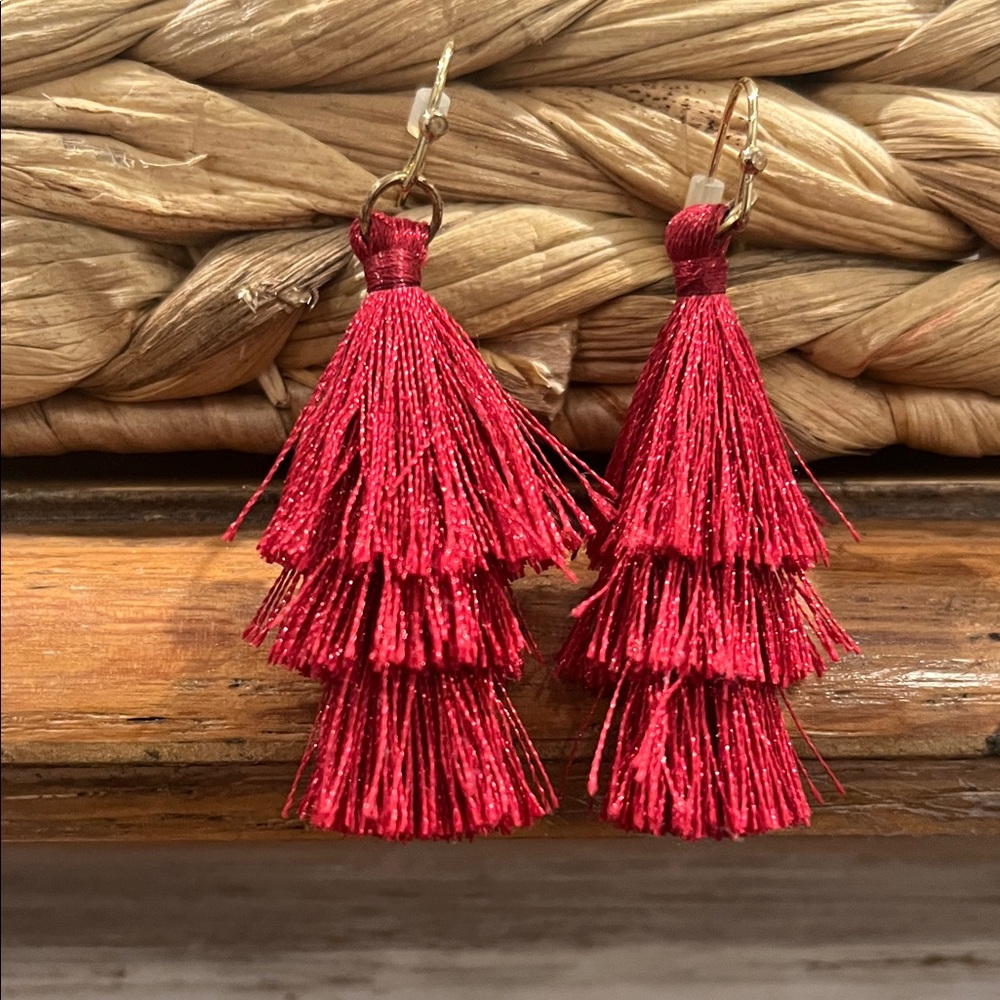 Red Tassel Earrings